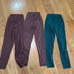 Aerie burgundy and green set of 3,  7/8 Leggings small